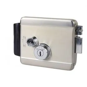 Электромеханический замок Atis Lock SSM-CK из нержавеющей стали для внутренней или наружной установки с дополнительной защитой кнопки выхода замка от продавливания.